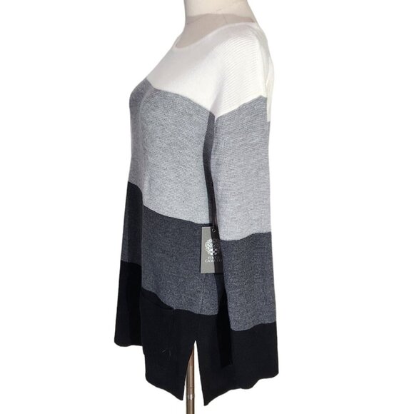 Vince Camuto Grey Striped Long Sleeve Sweater New With Tags Women's Size S - Picture 4 of 12